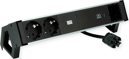 Attēls no Bachmann DESK2 ALU BLACK 2xprotect.USBC, USB Charger 60W 1xABD 0.2m GST18