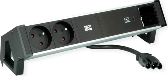 Picture of Bachmann DESK2 ALU BLACK 2xUTE 1xCM 1xUSBC 60W 0.2m GST18