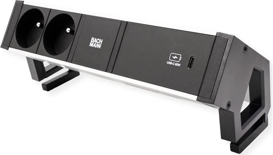 Picture of Bachmann DESK2 ALU BLACK 2xUTE 1xUSBC 60W 0.2m GST18