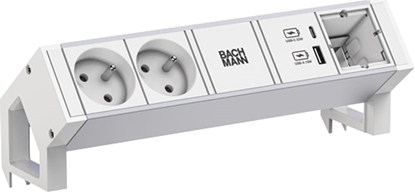 Attēls no Bachmann DESK2 ALU WHITE 2xUTE 1xCM 1xUSB A/C 22W 0,2m GST18