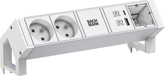 Picture of Bachmann DESK2 ALU WHITE 2xUTE 1xCM 1xUSB A/C 22W 0,2m GST18