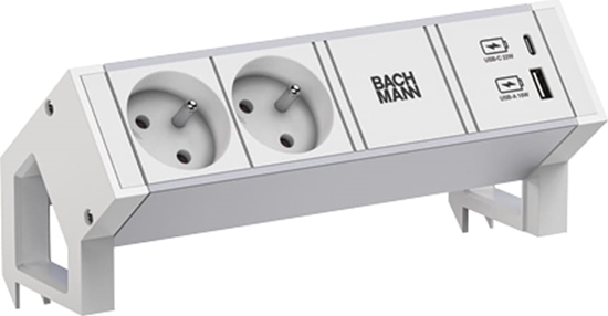 Picture of Bachmann DESK2 ALU WHITE 2xUTE 1xUSB A/C 22W 0,2m GST18