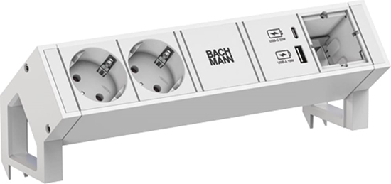 Picture of Bachmann DESK2 white 2xCEE7/3 1xCM 1xUSB A/C 22W 0,2m GST18