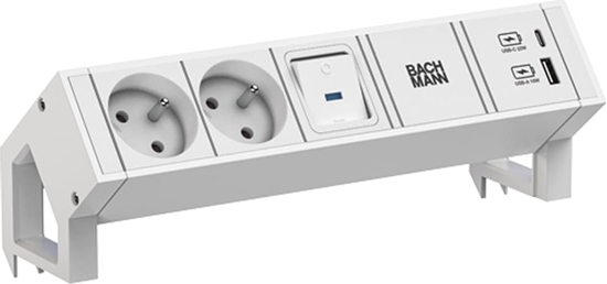 Picture of Bachmann DESK2 white 2xUTE 1xswitch 1xUSB A/C 22W 0,2m GST18