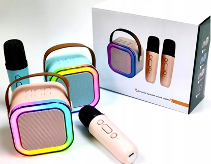 Attēls no Bounn Gonik karaoke z dwoma mikrofonami niebieski