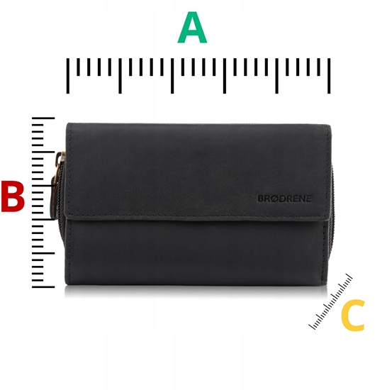 Изображение Brodrene Portfel damski czarny ze skóry naturalnej duy poziomy Brødrene G-89SH/BL