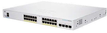 Attēls no Cisco Business 250 Series CBS250-24P-4G - Switch - L3 - Smart - 24 x 10/100/1000 (PoE+) + 4 x Gigabit SFP - an Rack montierbar - PoE+ (195 W) - wiederaufbereitet