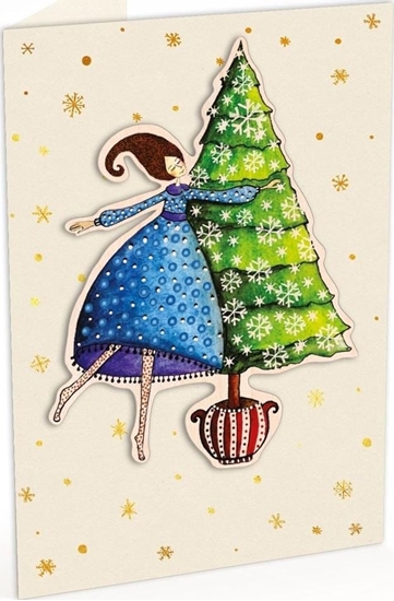 Picture of Cozywood Karnet C6 naklejany + kop. wita Kob. i choinka