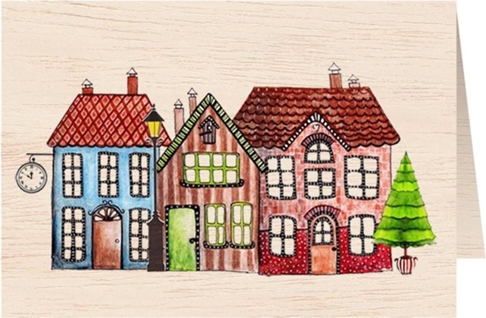Picture of Cozywood Karnet drewniany C6 + koperta. wita Domki