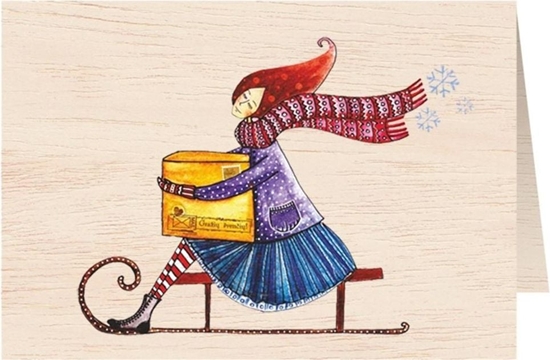 Picture of Cozywood Karnet drewniany C6 + koperta. wita, Kobieta, Sanki