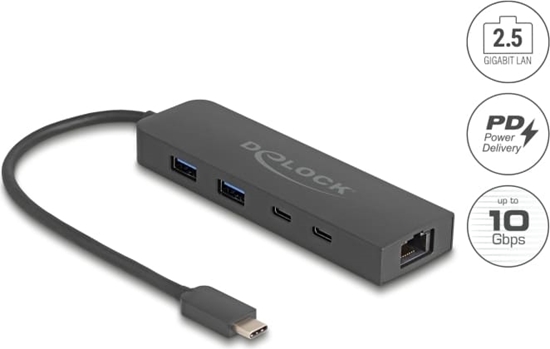 Picture of Delock 10 Gbps USB Hub with 2.5 Gigabit LAN port and PD 85 Watt