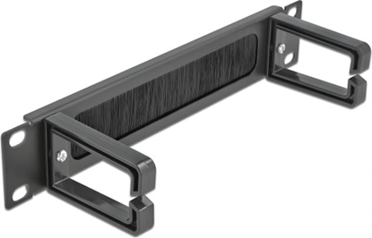 Attēls no Delock 10″ Cable Management Brush Strip with 2 hooks 1U black