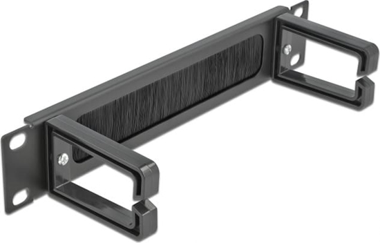 Picture of Delock 10″ Cable Management Brush Strip with 2 hooks 1U black