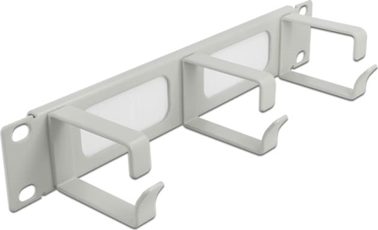 Picture of Delock 10″ Cable Management Brush Strip with 3 hooks 1U grey