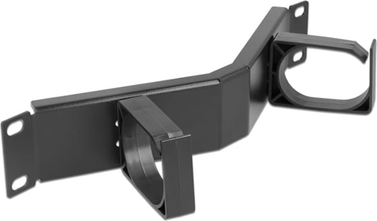 Picture of Delock 10″ Cable Management Routing Panel with 2 hooks angled 1U black