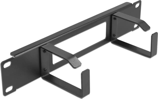Picture of Delock 10″ Cable Management Routing Panel with opening and 2 hooks 1U black