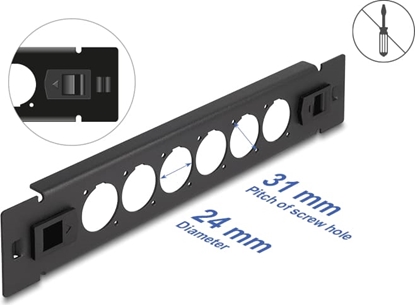 Attēls no Delock 10″ D-Type Patch Panel 6 port tool free black