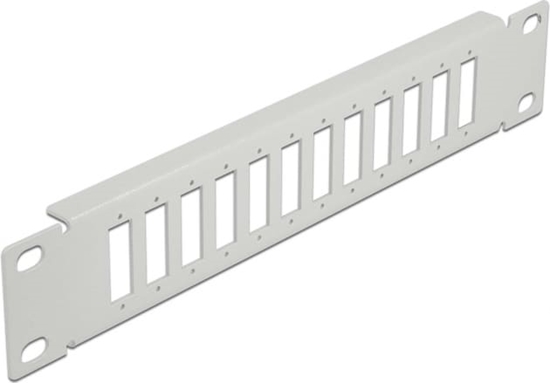Picture of Delock 10″ Fiber Optic Patch Panel 12 Port for SC Duplex / LC Quad 1U grey