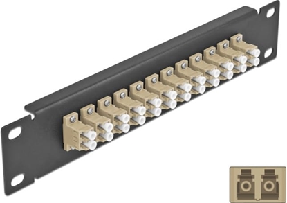 Attēls no Delock 10″ Fiber Optic Patch Panel 12 Port LC Duplex beige 1U black