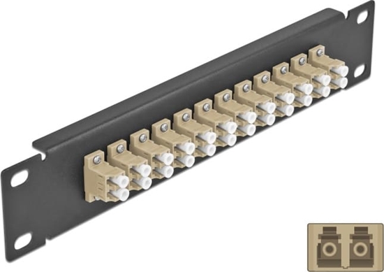 Picture of Delock 10″ Fiber Optic Patch Panel 12 Port LC Duplex beige 1U black