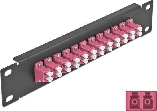 Изображение Delock 10″ Fiber Optic Patch Panel 12 Port LC Duplex violet 1U black
