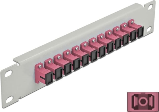 Изображение Delock 10″ Fiber Optic Patch Panel 12 Port SC Simplex violet 1U grey