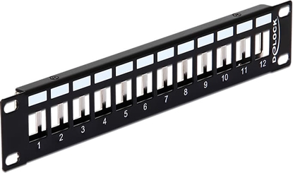 Изображение Delock 10″ Keystone Patch Panel 12 Port metal black