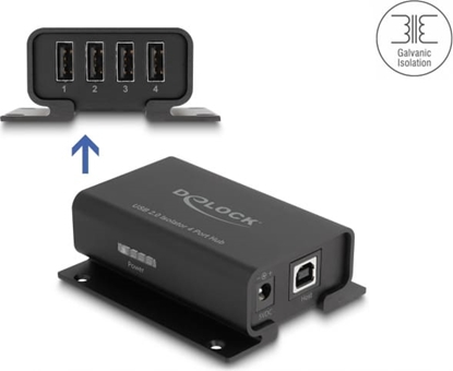 Picture of Delock 4 Port USB 2.0 Isolator Hub with 5 kV Isolation for data lines