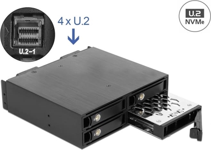 Attēls no Delock 5.25″ Mobile Rack for 4 x 2.5″ U.2 NVMe SSD with lockable Trays