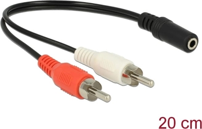Attēls no Delock Audio Cable 2 x RCA male to 1 x 3.5 mm 3 pin Stereo Jack 20 cm