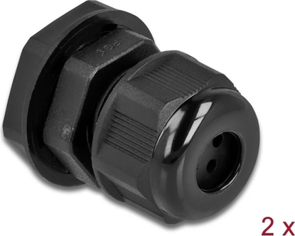 Attēls no Delock Cable Gland PG9 for round cable with four cable entries black 2 pieces
