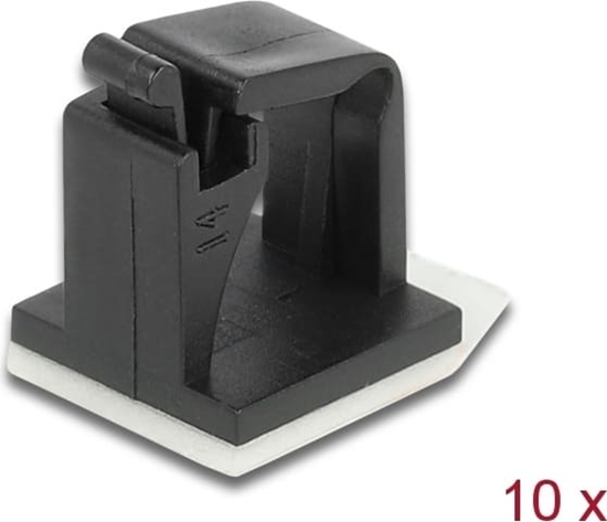 Picture of Delock Cable holder with locking clip self-adhesive black 10 pieces