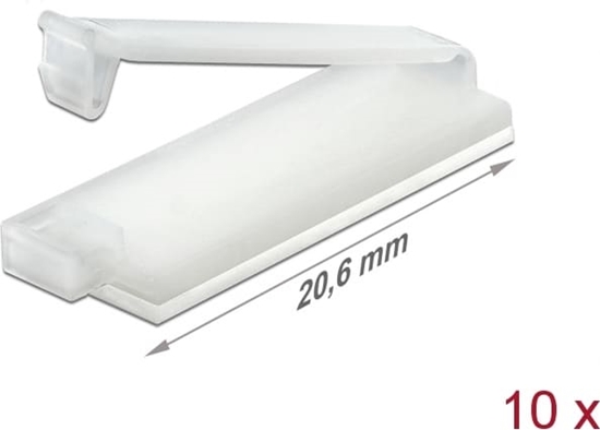 Picture of Delock Cable holder with locking clip self-adhesive natural 10 pieces