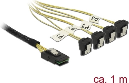 Picture of Delock Cable Mini SAS SFF-8087 > 4 x SATA 7 Pin angled 1 m