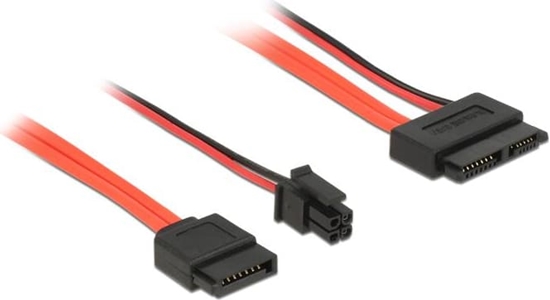 Picture of Delock Cable SATA 6 Gb/s 7 pin receptacle + Micro Fit 3.0 4 pin power plug > Slim SATA 13 pin receptacle 30 cm