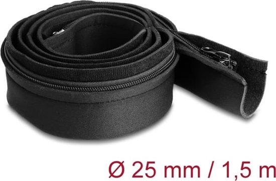 Изображение Delock Cable sleeve neoprene flexible with zip 1.5 m x 100 mm black