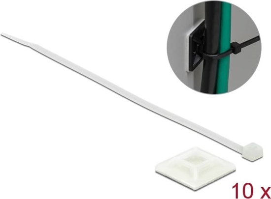 Picture of Delock Cable Tie Mount 25 x 25 mm with Cable Tie L 300 x W 4.8 mm white