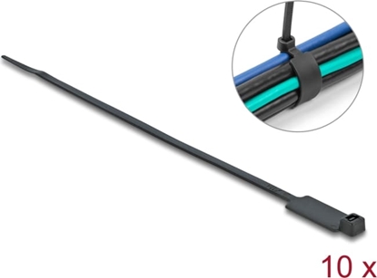 Attēls no Delock Cable Tie with Label Tap L 270 x W 4.8 mm black 10 pieces