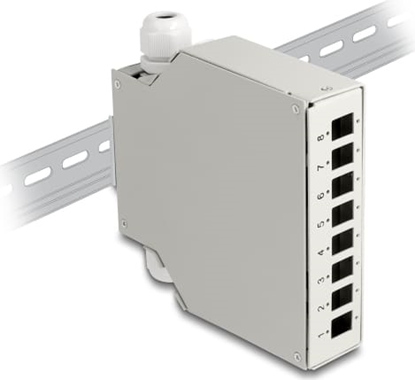 Изображение Delock Fiber Optic Distribution Box for DIN rail 8 port grey