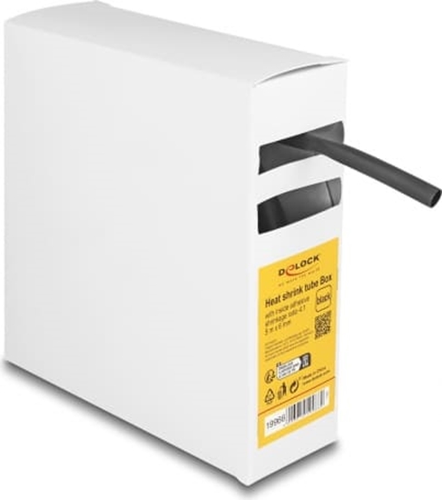 Picture of Delock Heat shrink tube Box, with inside adhesive, shrinkage ratio 4:1, 5 m x 6 mm black