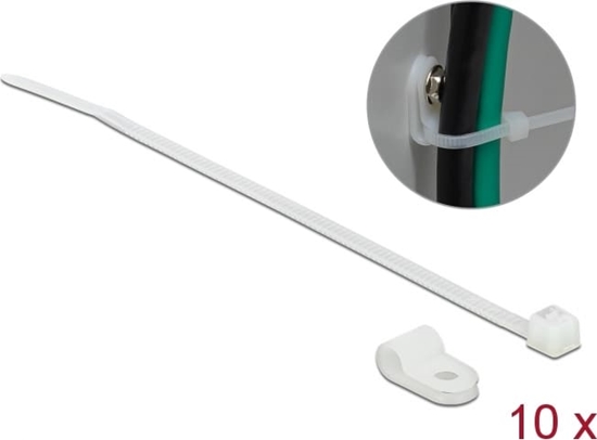 Picture of Delock Mounting Clamp 4.8 mm with Cable Tie L 150 x W 2.5 mm white