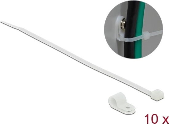 Picture of Delock Mounting Clamp 6.4 mm with Cable Tie L 200 x W 3.6 mm white