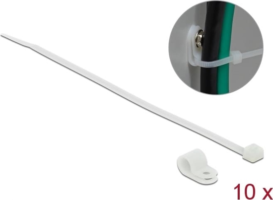 Picture of Delock Mounting Clamp 7.9 mm with Cable Tie L 250 x W 3.6 mm white