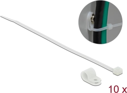 Attēls no Delock Mounting Clamp 9.5 mm with Cable Tie L 200 x W 4.8 mm white