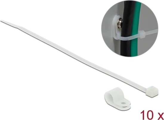 Picture of Delock Mounting Clamp 9.5 mm with Cable Tie L 200 x W 4.8 mm white