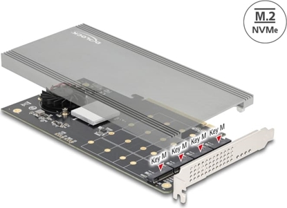 Attēls no Delock PCI Express x16 Card to 4 x internal NVMe M.2 Key M