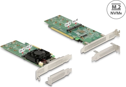 Attēls no Delock PCI Express x16 Card to 4 x internal NVMe M.2 Key M - Low Profile Form Factor