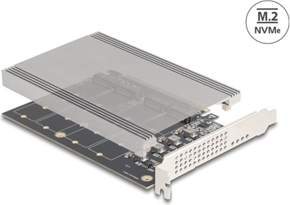 Picture of Delock PCI Express x16 Card to 4 x internal NVMe M.2 Key M with heat sink - Bifurcation (LxW: 145 x 111 mm)