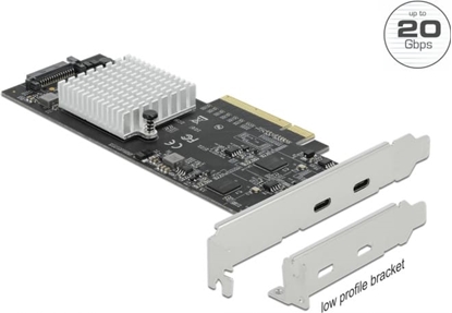 Attēls no Delock PCI Express x8 Card to 2 x external SuperSpeed USB 20 Gbps (USB 3.2 Gen 2x2) USB Type-C™ female Dual Channel - Low Profile Form Factor