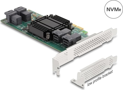 Attēls no Delock PCI Express x8 Card to 4 x internal SFF-8643 NVMe - Low Profile Form Factor